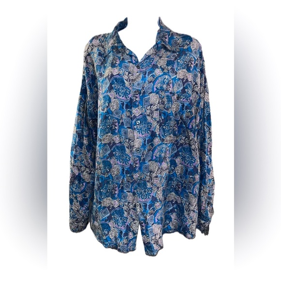 Gorgeous vintage summa silk button down paisley Asian glam core - Picture 1 of 3